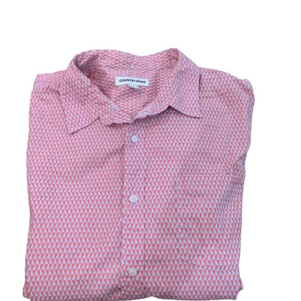 Country Road Regular Fit Travel Shirt Mens Size XL‎ pink and blue